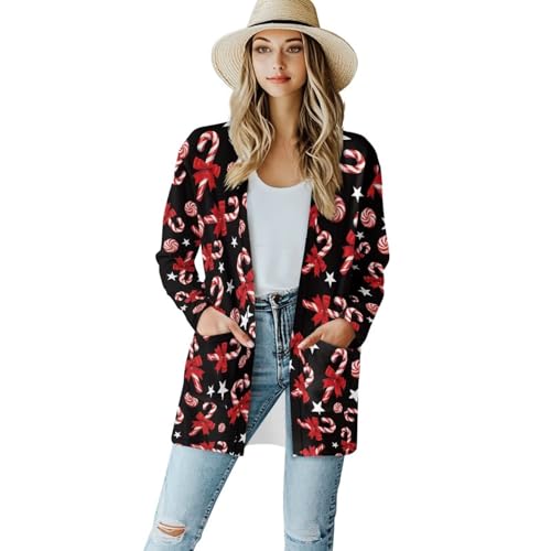 Image of Biyejit Women's Long Sleeve Open Front Cardigan Casual Loose Lightweight Cardigans with Pockets Drape Cardigan