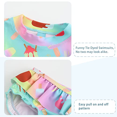 Image of Baby Girls Rash Guard Set for Girls Long Sleeve Swimsuits with Bikini Bottom UPF 50+ Sun Protection Bathing Suits