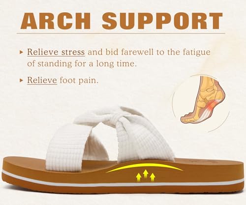 Image of KuaiLu Womens Dressy Bow Sandals Arch Support Yoga Foam Cushion Comfortable Walking Slides Open Toe Summer Beach Indoor Outdoor Slippers