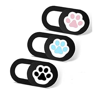 Webcam Cover 3 Pack Slide Ultra Thin Laptop Camera Cover for Echo Show, Phone, Computer, Tablet, Mac Air, Chromebook, PC – Paw Paw Black