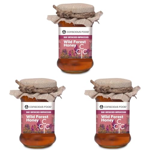 Image of Conscious Food Wild Forest Honey | 200g | 100% Raw, Pure and Natural | Unprocessed & Unpasteurized Honey | Value Pack (Pack of 3)