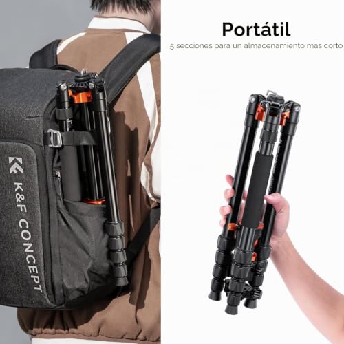 Miniatura 4 de K F Concept Trípode Cámara,170cm Trípode Cámara Reflex,Trípode Video Aluminio Con Columna Central,Trípode Profesional Con Monopié,360 Rótula De Bola Placa De Liberación Para Cámara Dslr Tm2515t1