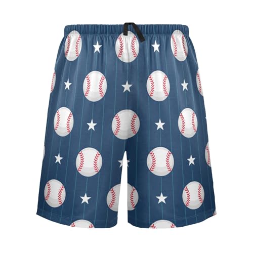 Baseball Sport Stars Mens Pajama Shorts Men's Pajama Bottoms Soft Sleepwear L