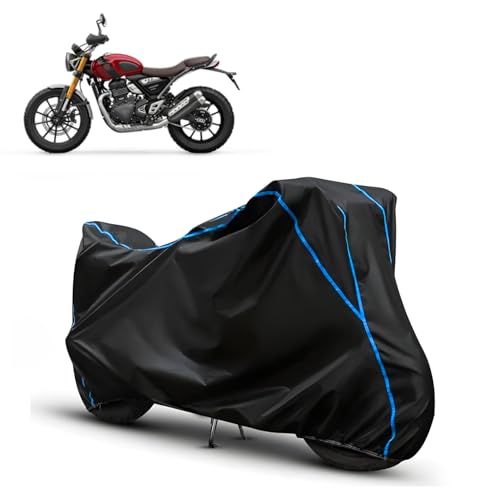 Image of Water Resistant Bike Cover for Triumph Scrambler 400 X | All Weather UV & Heat Resistant, Dustproof, Triple Stitched, Windproof Elastic Bottom