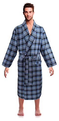 Casual Trends Classical Sleepwear Men’s 100% Cotton Flannel Shawl Collar