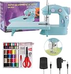 Machine à coudre pour débutants avec table d'extension et pédale de pied et 42Pcs Kit de couture Finger Guard & lampe Mini petit PortableSewingMachines 2-Thread 2-Speed 2-Switches (Bleu)