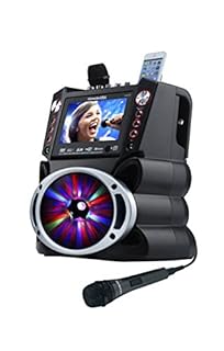 Karaoke USA GF845 Complete Karaoke System with 2 Microphones, Remote Control, 7” Color Display, LED Lights - Works with DVD, Bluetooth, CD, MP3 and All Devices