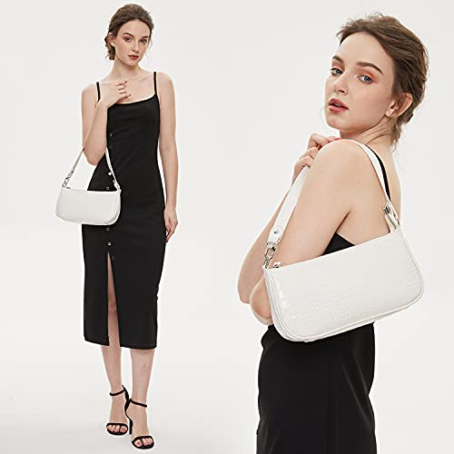 Hroechy Shoulder Bags For Women Small White Purse Y2K Handbag Crocodile Pattern Clutch 90S Purses #TOP6