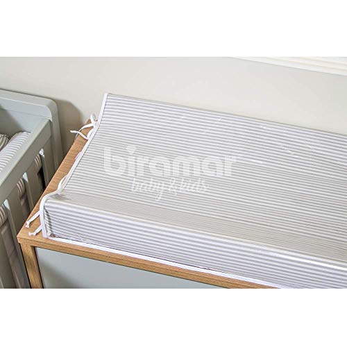 Trocador Anatômico para Bebê Estampado Listrado Cinza, Biramar Baby, Cinza