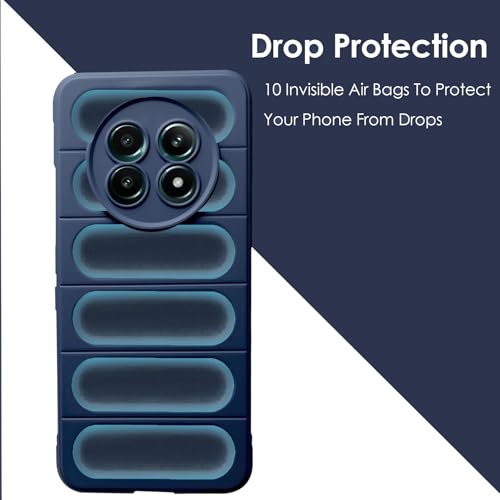 Image of A rtistque Liquid Silicone Stripes Back Cover Case for Realme Narzo 70x 5G / N65 / Realme 13 /12 / 12X 5G / C65 5G | with Camera Protection | with Inner Fabric | Anti Slip Grip | AirBag Case - Blue