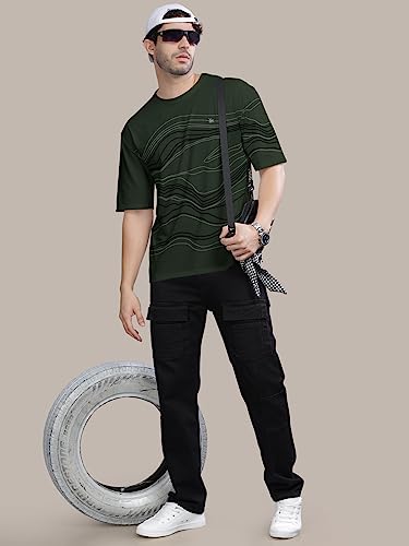 Image of BULLMER Trendy Front and Back Printed Oversized Round Neck T-Shirt for Men - Pack of 2