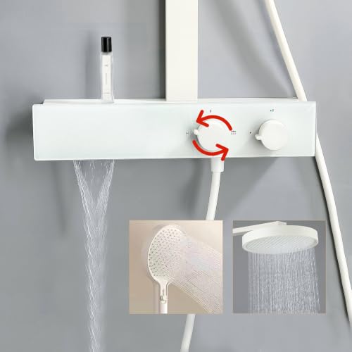 Colonne de douche 3 modes blanche avec douchette et mitigeur cascade - 4