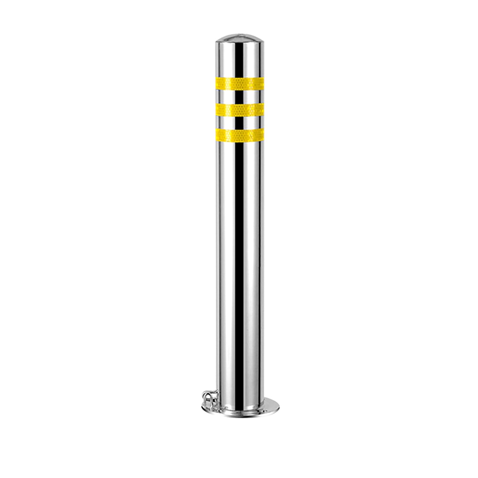 SGKOMN Removable Stainless Steel Safety Bollards with Reflective Strips - 8PCS Yellow Traffic Control Posts, 23.6in for Secure Road Construction Solutions, 1pcs-yellow-750mm/29.5in