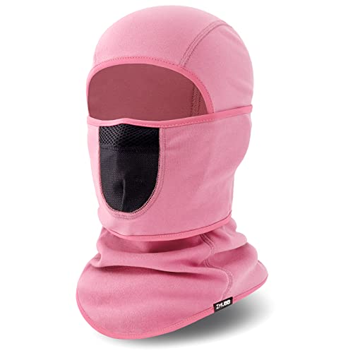 Zmubb Balaclava Ski Mask With Warm Fleece & Breathable Mesh,Winter Face Mask For Skiing,Snowboarding,Motorcycling Rose Red #TOP2
