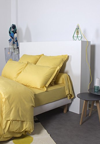Comptoir des Tisseurs - Taie De Traversin Unie Coton 85X185 Cm Jaune Cover