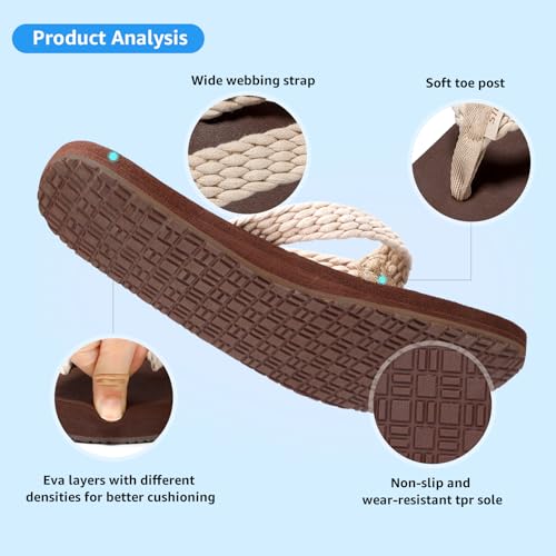 Image of STQ Women Quick Dry Flip Flops with Yoga Mat Sole Arch Support Thong Sandal | Instant Comfort Flip Flops With Padded Straps, Yoga Mat Cushioning, Non Slip Tpr Sole, Durable Design For Everyday Wear