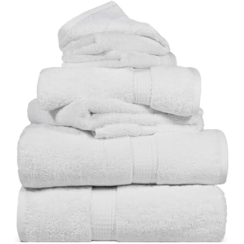 SUPERIOR Egyptian Cotton Ultra Plush & Absorbent, 6 Piece Set, White
