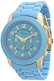 Unisex Geneva Boyfriend Chronograph Style Link Watch - Sky Blue/Gold