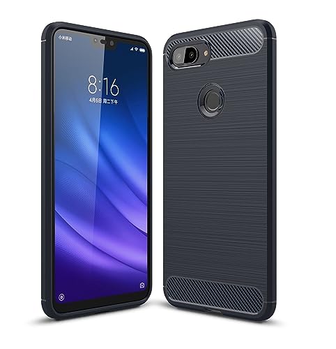CruzerLite Xiaomi Mi 8 Lite Case, Carbon Fiber Shock Absorption Slim Case for Xiaomi Mi 8 Lite (Blue)