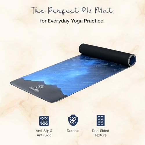 Image of WiseLife PU Natural Rubber Yoga Mat | XL & Extra Wide | Anti-Skid & Slip-Resistant | with Carry Strap - Perfect for Yoga & Workouts (Night Sky-6MM)