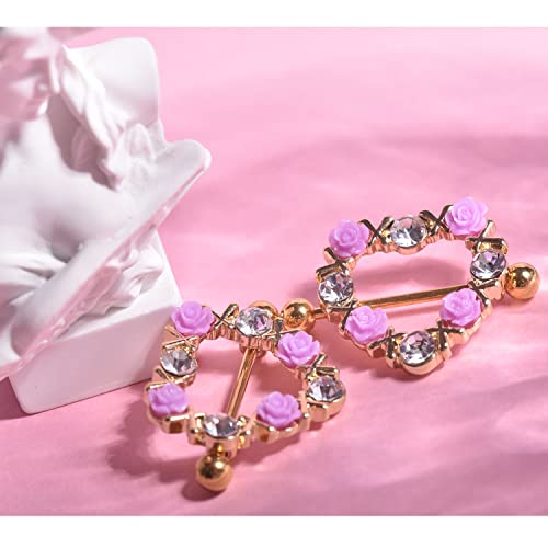2Pcs Nipple Rings For Women Stainless Steel Piercing Nipple Barbell Love Hearts Crystal Nipple Ring Shiny Heart Shaped Ruby Diamond Surgical Steel Nipple Ring Bars #TOP2