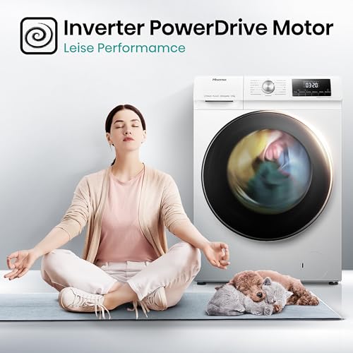 Hisense WFQA1014EVJM Waschmaschine mit Dampffunktion/10 kg/AquaStop /1400 U/min /15 Programme/Inverter PowerDrive Motor/Edelstahltrommel/Kindersicherung/Trommelreinigung/Weiß – Bild 9
