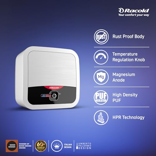 Image of Racold Omnis RS 15L Vertical 5 Star Storage Wall Mount Water Heater(Geyser) With Free Standard Installation&Pipes|Extra Durability With Titanium Enamelled Coating|Shower Ready Indicator|Children Care