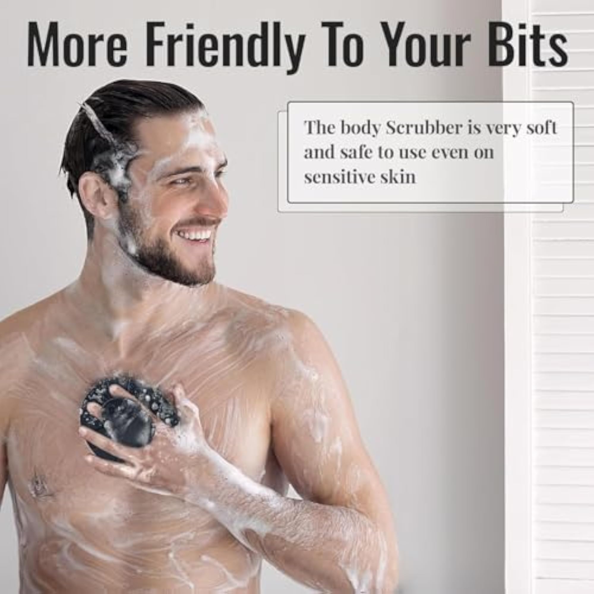 Silicone Body Scrubber Bath Brush for Men, Exfoliating