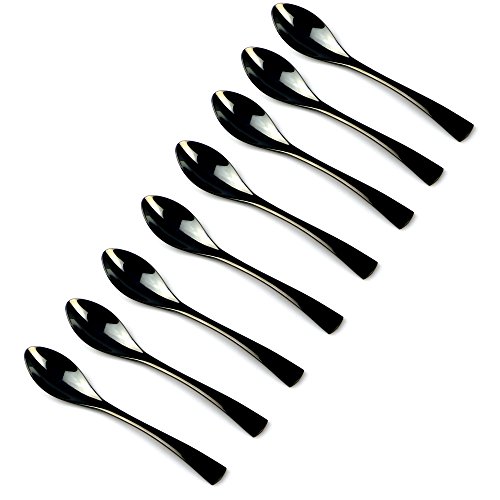 BRIIEC Luxury Mirror Polishing Black 8 Pieces 18/10 Stainless Steel Teaspoon set