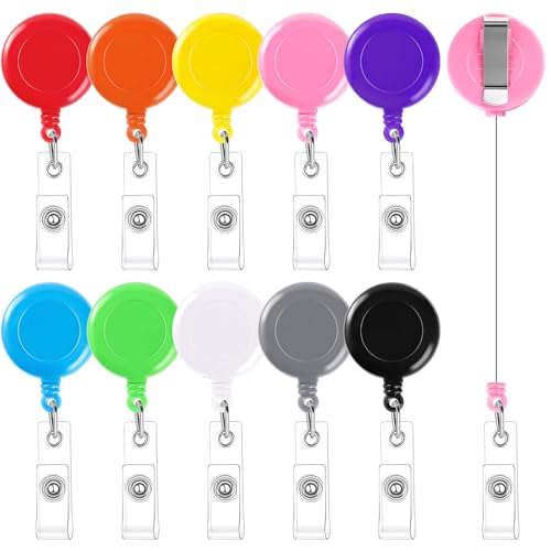 30 Pack Colorful Retractable Badge Reels with Swivel Alligator Clip
