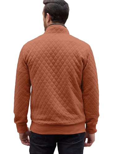 PLEPAN Mens Quilted Sweatshirt Long Sleeve Casual Stand Collar 1/4 Button Pullover Sweatshirts for Men2