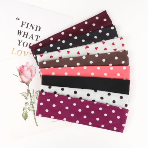 Image of DRESHOW 8 Pack Sports Headbands for Women Non-Slip Stretchy Fashion HairBand Curly Hair Headband Soft Hair Accessories for Daily Wear Workout Yoga Running