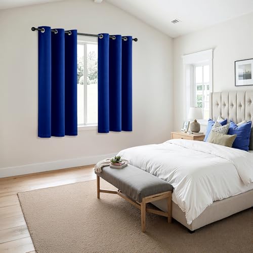 Image of MIULEE Blackout Curtains for Bedroom Living Room 2 Panels, Thermal Insulated Room Darkening Drapes Grommet Noise Reducing Light Blocking Window Treatments 45 Inches Long 40x45 Inch Royal Blue