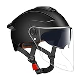 Motorcycle Safety Helmet, Open Face Headgear, 12.6x9.45in Double Visor Protection, Resistant Shell, Sun Rain Shield for Outdoor Riding, Motocross, Scooter, Sportbike