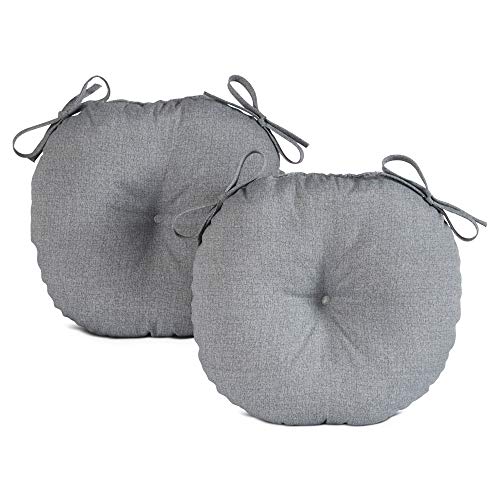 South Pine Porch AM5816S2-Heather Heather Gray 15-inch Round Outdoor Bistro Chair Cushion, Set