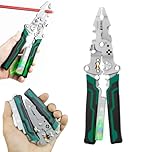 8 in 1 Wire Stripper with Voltage Tester, Multi-Function Foldable Electrical Pliers, Electric Wire Stripping Tool for Cutting and Pulling Wires Cable, DIY, Home Electrical Repairs