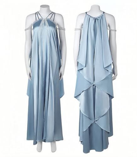Wandamaga Padme Dress Women Blue Queen Padme Amidala Costume Halloween Party Nightgown for Adult (Blue, Medium)