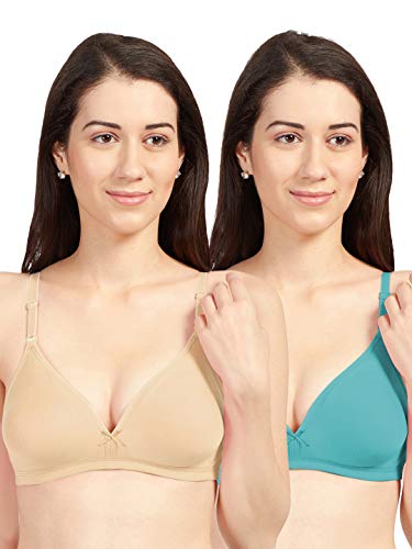 Image of SONARI Omania Womens Non-Padded Cotton Polyester Bras - Solid, Non-Wired, Medium Coverage, Hand Washable (Pack of 2)