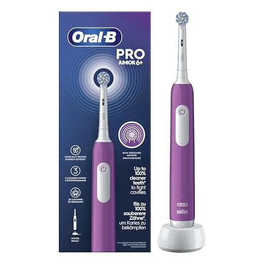Oral-B Pro Junior Cepillo De Dientes Eléctrico, 1 Mango Morado, 1 Cabezal, Diseñado Por Braun, Apto Para Niños Mayores De 6 Años