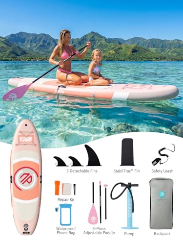 Niphean(Ultra-Light) Inflatable Paddle Board with StabilTrac Fin and Durable SUP Accessories, 10' Stand Up Paddle Boards for Adults & Youth, Versatile Yoga Paddle Board, Gift Ideas-Sunny Citrus