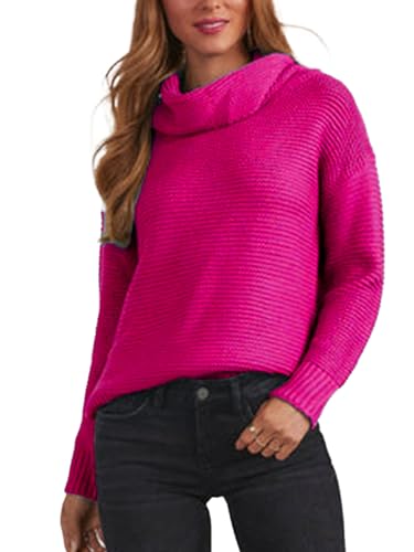 cordat Women's Long Sleeve Turtleneck Cozy Knit Sweater Casual Loose Side Slit Pullover Jumper Tops2