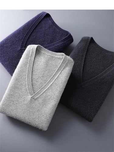 UIOKLMJH Men's Basic Solid Cashmere Sweater Vest Winter Daily Striped V-Neck Sleeveless Pullover2