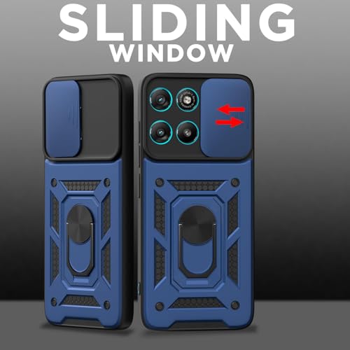 Image of AIBEX Back Cover for Motorola G57 Power 5G / Motorola G67 Power 5G | D10 Tough Armor Case | Sliding Camera Shield | 360 Protection | Kickstand Ring Holder | Military-Grade Bumper Case - Blue