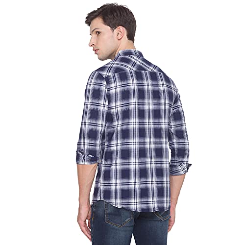 Image of Spykar Men's Checked Slim Fit Shirt
