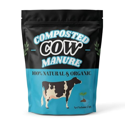 Organic Cow Manure Compost Natural Fertilizer for Garden Beds Raised Planters Potted Plants Lawn Care Vegetable Gardens Herbs Flowers and Seedlings (2 Quart)