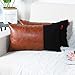 Mandioo Pack de 2， Fundas de Cojín Decorativas de Algodón y Cuero Artificial,Fundas de Cojín para Sofá, Dormitorio, Funda de Cojín para Coche 12x20Pulgada 30x50cm Marrón y Negro.