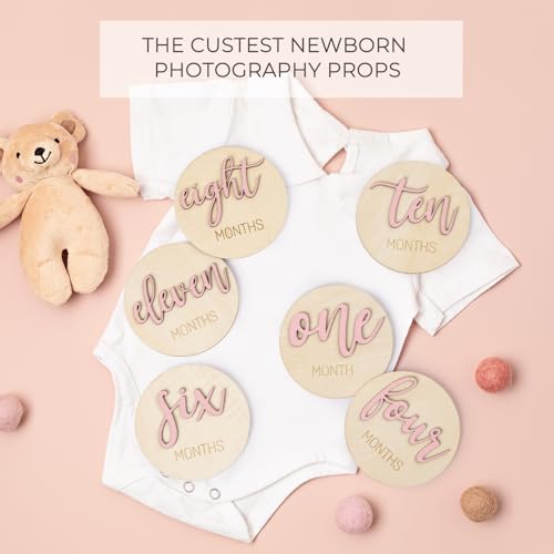 Image of Giftacity 3D Pink Baby Monthly Milestone Signs, One Month Sign for Newborn