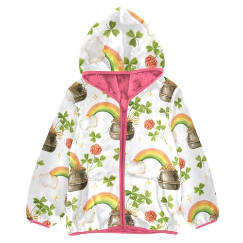 OTVEE St Patricks Clover Rainbow Kids Hoodie Jacket Fall Spring Full Zip Warm Outwear Coat