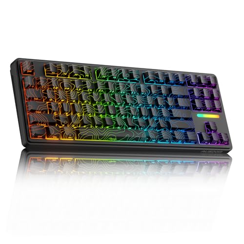 Image of AUSDOM Wireless Mechanical Gaming Keyboard: 10000mAh Battery Tri-Mode 2.4G /BT5.3 /USB-C Hot Swappable Custom Keyboard with RGB Backlit, Side Printed PBT Keycaps, 15-Layer Gasket Structure, Topographic