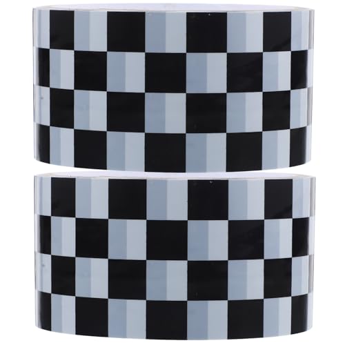 NULYLU Cinta Adhesiva de Embalaje y Negro a Cuadros, 2 Rollos de 15 M X 4,8 Cm, Cinta Selladora de Bopp Resistente para Cajas de Cartón, Suministros para Embalaje Doméstico y Oficina